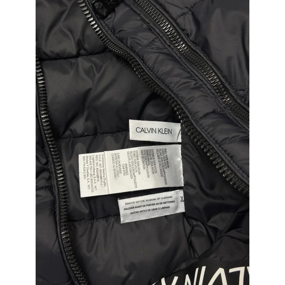 Calvin Klein Mens Puffer Jacket Black Hooded Water Resistant CMC51888 Medium